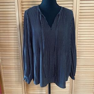 Black & white Polka Dot Women's Top shirt blouse size large
